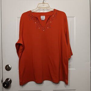 Decorated Originals Womens Plus Size 3XL 3/4 Sleeve Top Burnt Orange B19‎